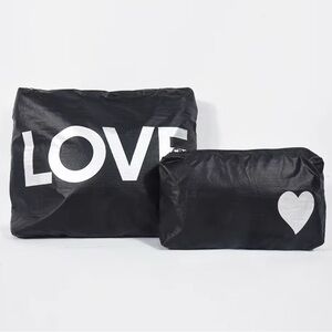 NWOT~Black LOVE Tote and Pouch Set